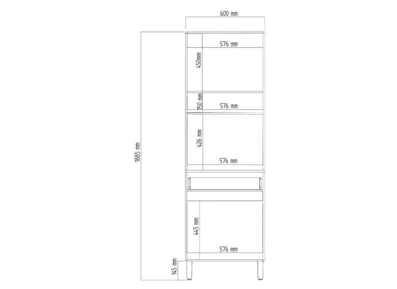 Paneleiro 1 Gaveta 4 Portas AC410 Decibal
