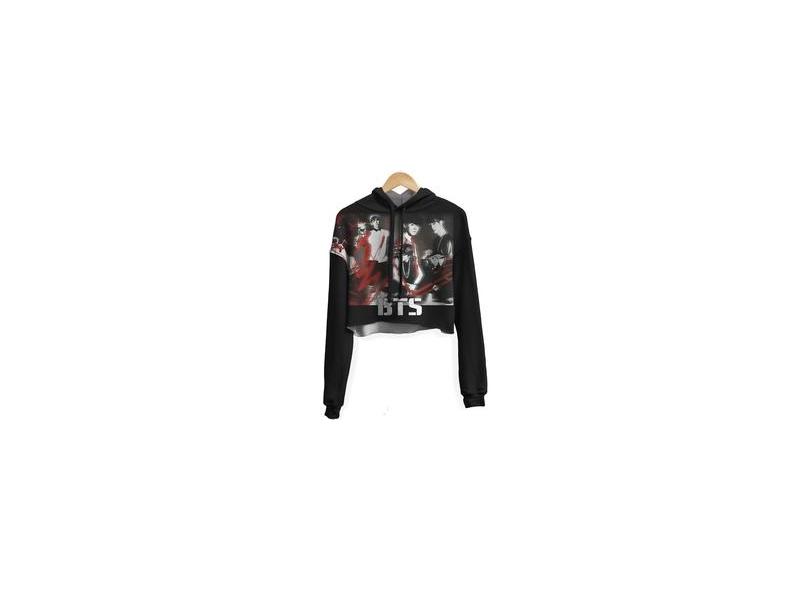Blusa Cropped Moletom feminina Over Fame BTS md05 em Promo o no