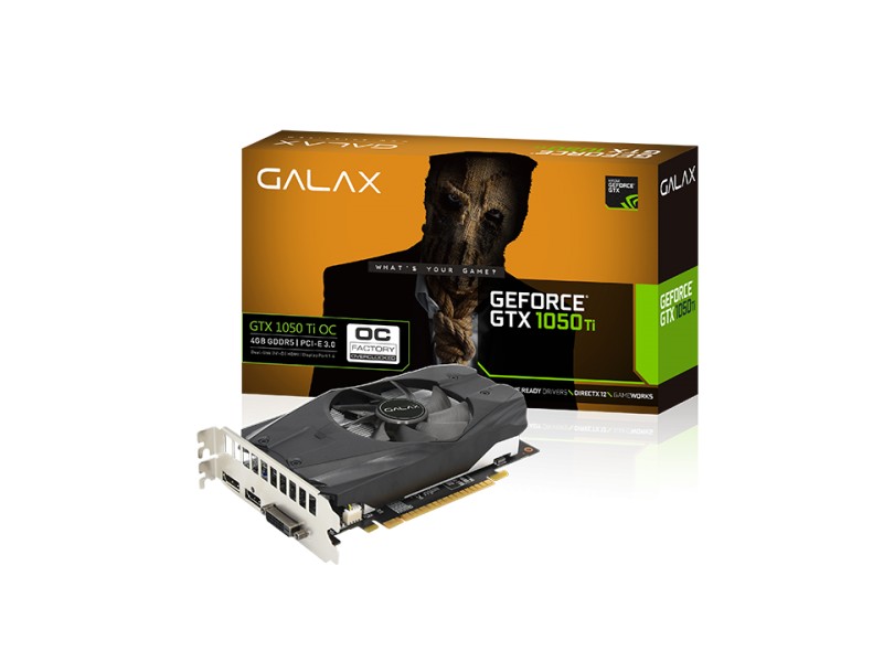 Placa de Video NVIDIA GeForce GTX 1050 Ti 4 GB GDDR5 128 Bits Galax 50IQH8DSN8OC