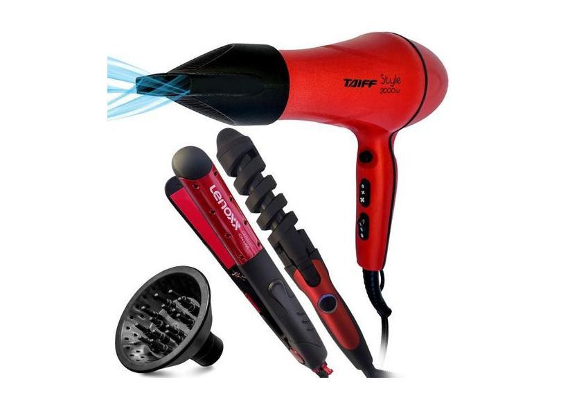 Kit Secador De Cabelo Com Difusor E Modelador E Chapinha Ion - Taiff