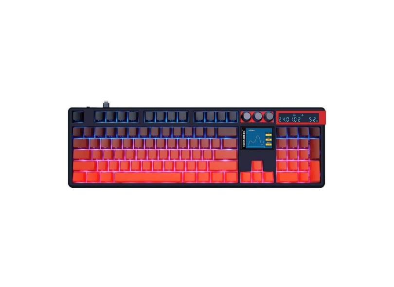 Teclado Gamer Mecanico Skyloong Gk104 Pro Lava, Switch Ktt Silver, 3 Modos, Rgb, Hot Swap, 4000Mah, Lcd Screen
