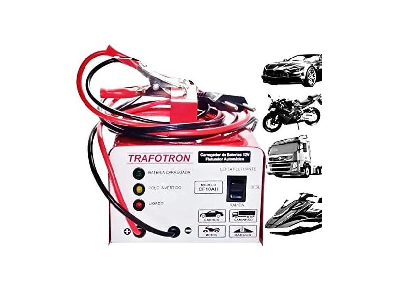 Carregador Bateria 12v 10ah Carro Moto Flutuante Cf10