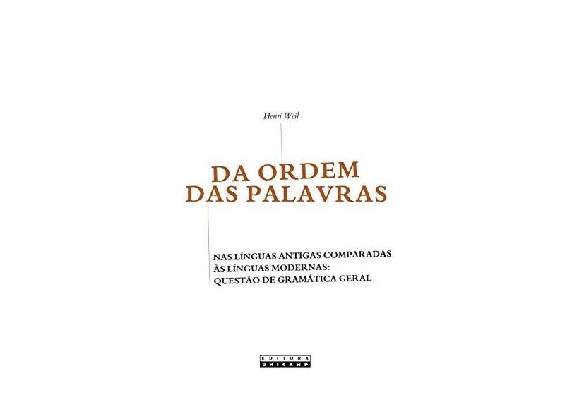 Da Ordem Das Palavras - Henri Weil - 9788526812277