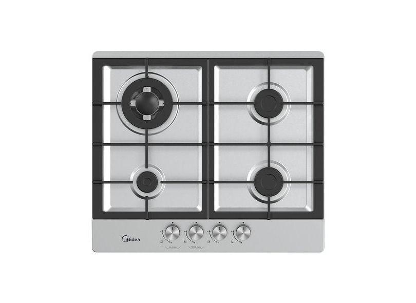 Cooktop De Inox 4 Bocas A Gas Com Mega Chama Midea Cyb4b