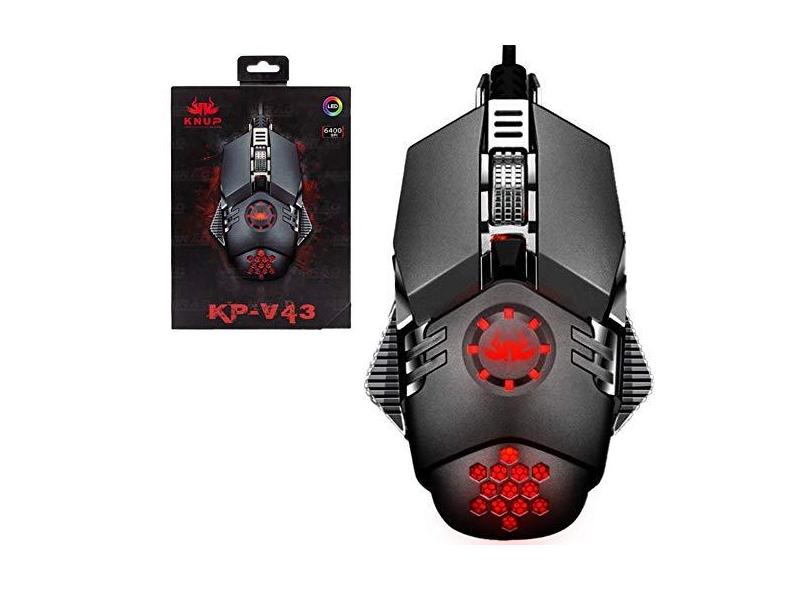 Mouse Gamer LED 6400DPI 6 Botões Knup - KP-V43