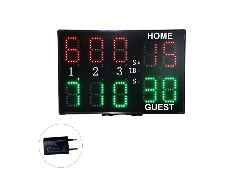 XCPHGFM Placar eletrônico com controle remoto Placar de tênis profissional de 10 dígitos Leve e portátil LED Ultra-long Standby para eventos e treinamentos de tênis