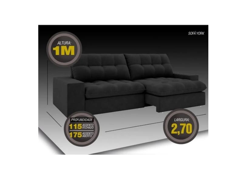 Sofá Reclinável Retrátil York 270cm Net Sofás com o Melhor Preço é no Zoom