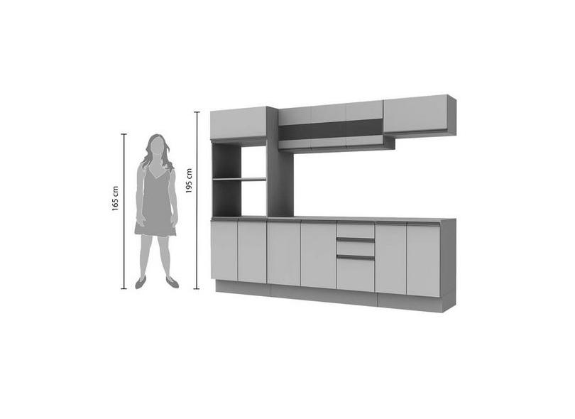 Cozinha Compacta 12 Portas 2 Gavetas para Micro-ondas / Forno Smart Madesa