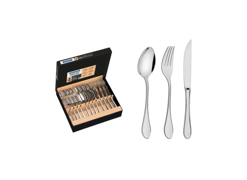 Faqueiro Tramontina Italy em Aço Inox com Facas para Churrasco Forjadas 6mm Acabamento Alto Brilho 24 Peças
