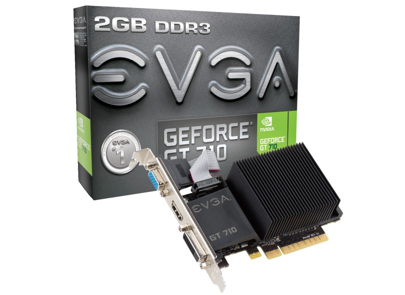 Placa de Video NVIDIA GeForce GT 710 2 GB DDR3 64 Bits EVGA 02G-P3-2712-KR