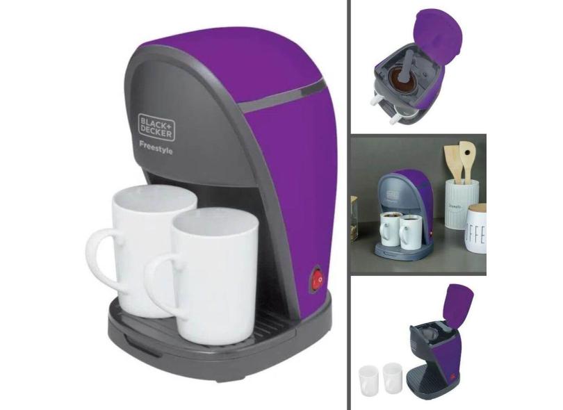 Cafeteira Eletrica Black Decker Freestyle Cm02 para Duas Xicaras - Cinza/Roxo - 220v