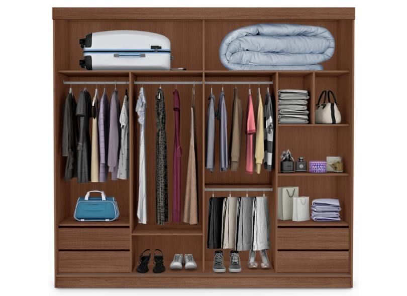 Guarda-Roupa Casal 4 Portas 4 Gavetas Gênova Fama