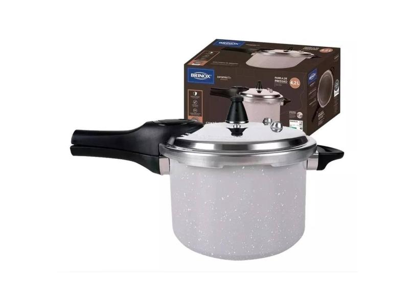 Panela De Pressao Gris 4,2L Brinox com Fundo de Indução Antiaderente 20x14,5cm