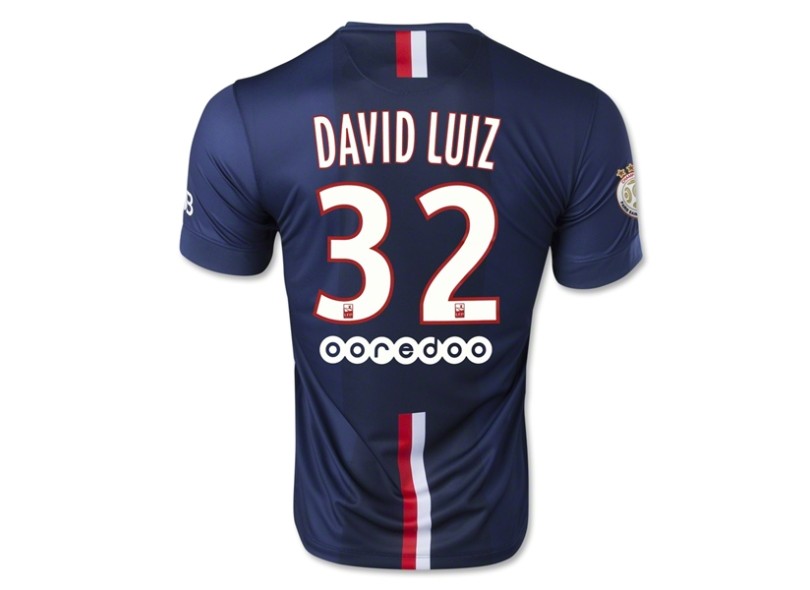 Camisa Jogo PSG I 2014/15 David Luiz número 32 Nike