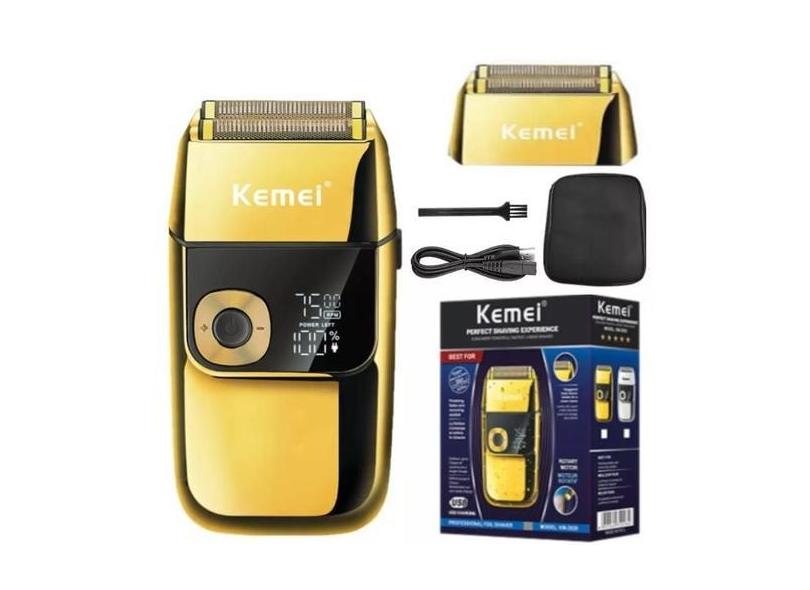 Maquina Shaver Kemei KM-2028 Gold + Telas Reposição Extra