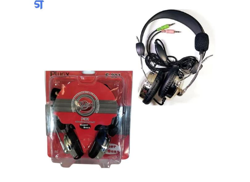 Headphone Com Microfone E Volume Super Bass Plugx- F-301