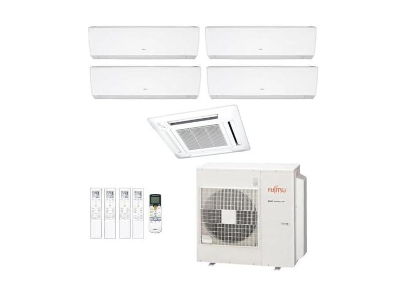 Ar-Condicionado Multi Split Inverter Fujitsu 45.000 (2x Evap HW 7.000 + 2x Evap HW 12.000 + 1x Evap Cassete 4 Vias 18.000) Quente/Frio 220V