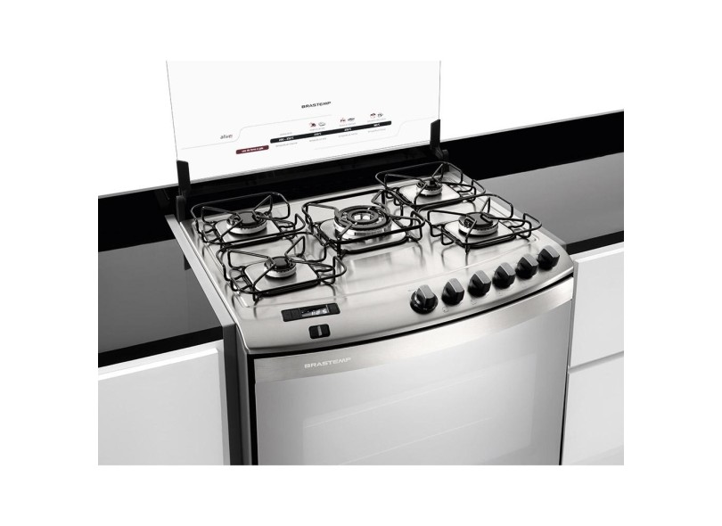 Fogão de Embutir Brastemp Ative Flat Top 5 Bocas Acabamento Inox BYS5QAR