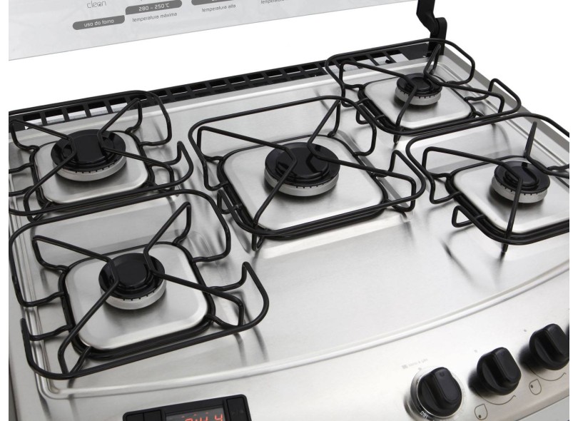 Fogão de Embutir Brastemp Clean 5 Bocas Acabamento Inox BYS5TAR