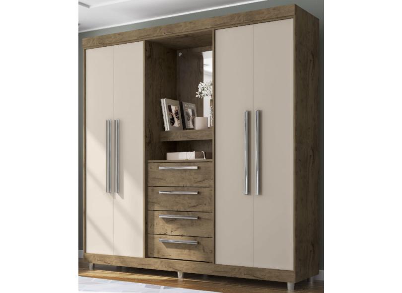 Guarda-Roupa Casal 4 Portas 4 Gavetas com Espelho 1618 Araplac