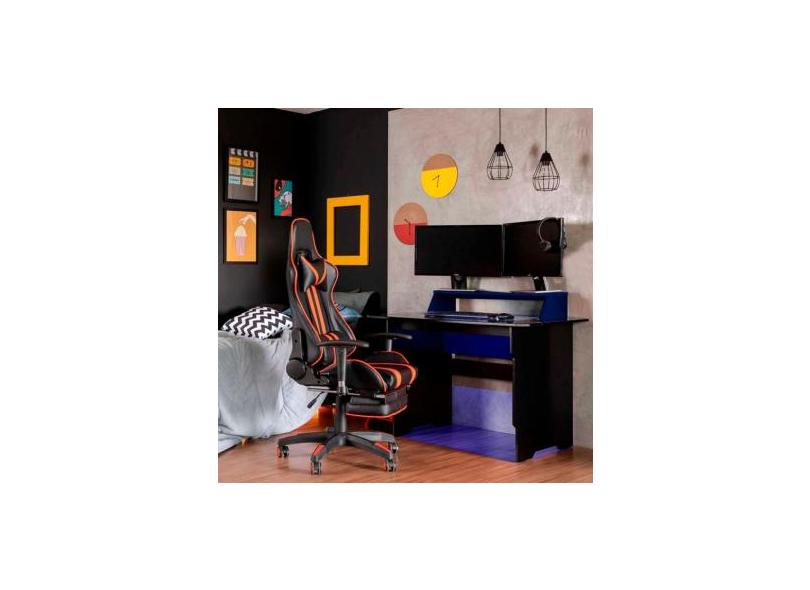 Mesa Gamer com LED Vision Preta e Azul com o Melhor Preço é no...