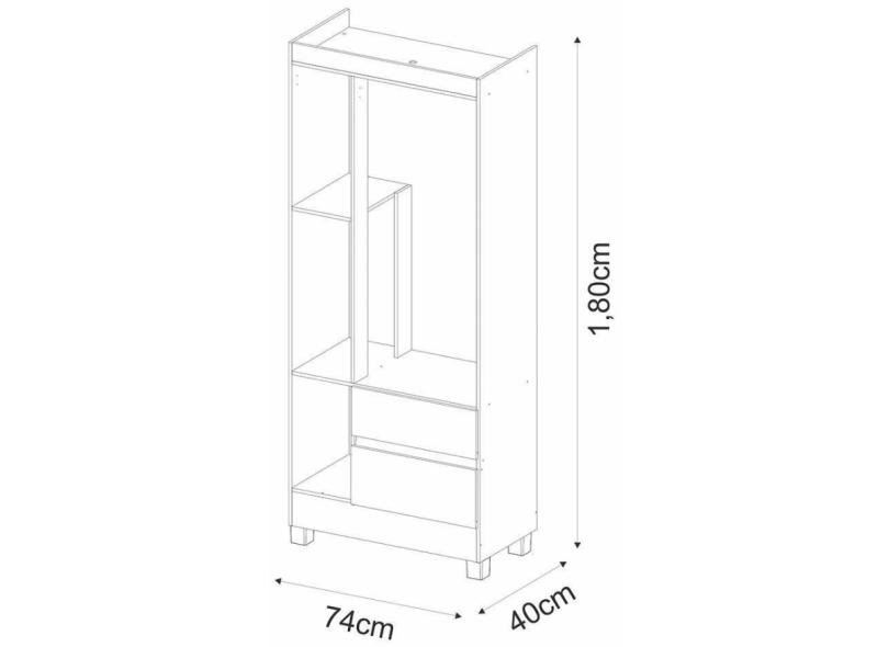 Guarda-Roupa Solteiro 3 Portas 2 Gavetas Lohaine Móveis Arapongas