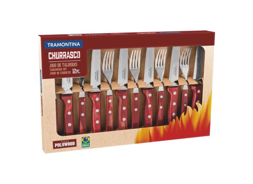 Jogo Talheres Para Churrasco Jumbo Junior Polywood 24 Peças