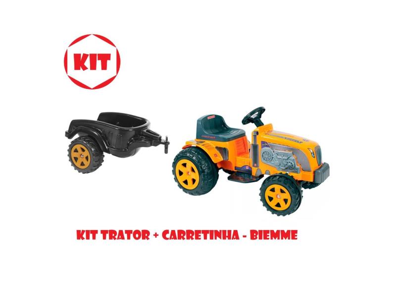 Kit Mini Trator Rural Eletrico 6v Country Amarelo Com Caçamba 319 Biemme