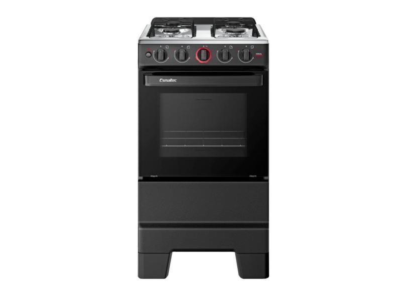 Fogão de Piso 4 Bocas Esmaltec Ideal Super F4IAP Mesa em Aço Inox, Acendimento Automático, Preto, Bivolt
