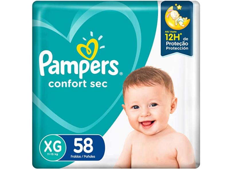 Fralda Pampers Confort Sec Tamanho XG 58 Unidades Peso Indicado 11 - 15kg