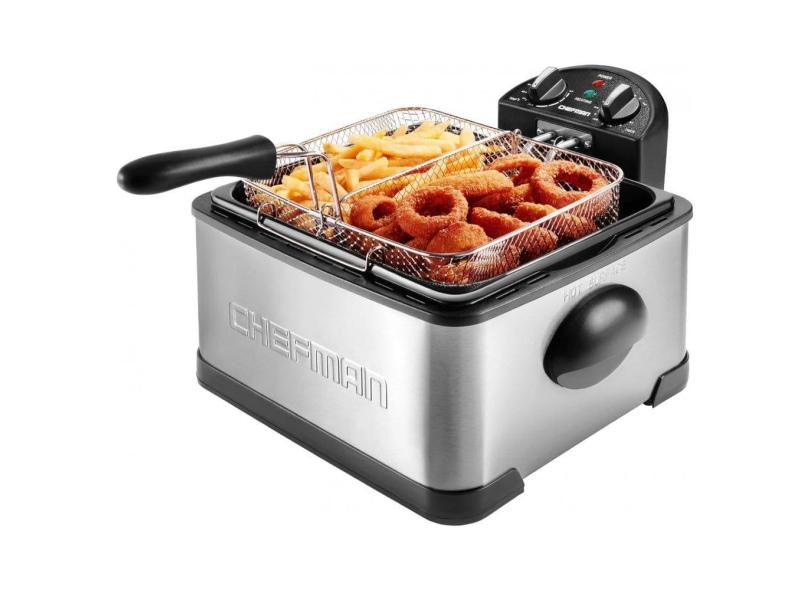 Fritadeira Elétrica Dupla a Óleo, 4,5 Litros de Capacidade, Aço Inoxidável, 110V 1700W, Chefman