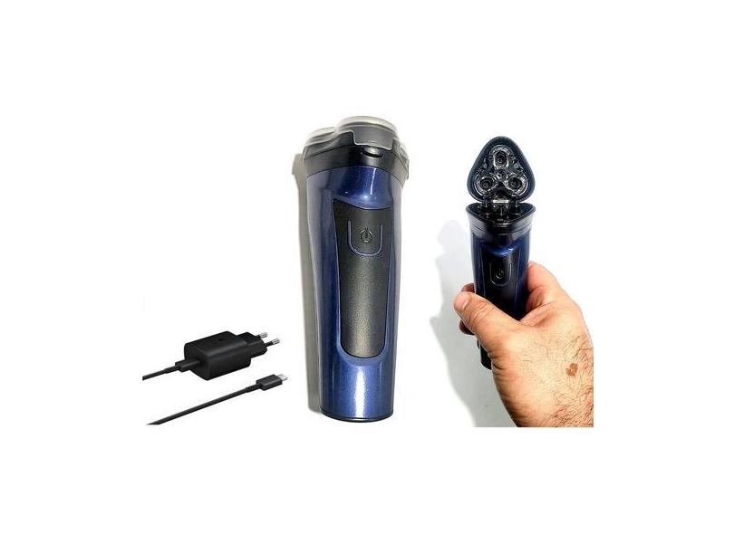 Barbeador Azul Com 3 Lâminas E Bateria Integrada com recarregador bivo