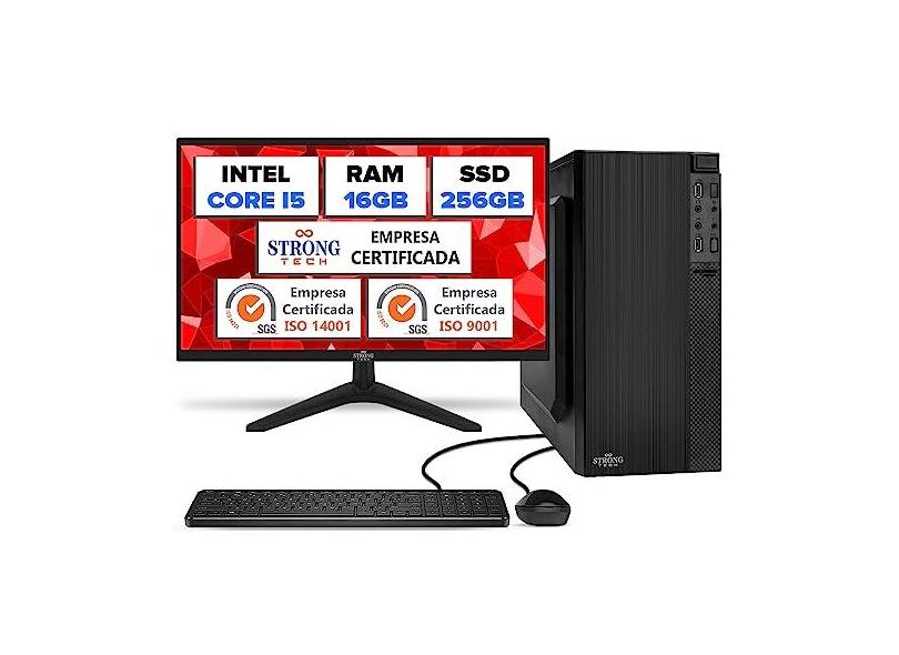 Computador Completo Intel Core i5 16GB SSD 256GB Monitor 17" 4 Núcleos Super Turbo Pc Hdmi Teclado e Mouse Strong Tech