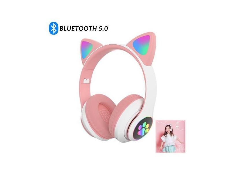 Fone de Ouvido Gatinho Orelha Infantil LED para Meninas Sem Fio - FSS 