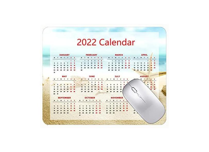 Mouse pad para jogos com calendário 2022, mouse pad para jogos, estrela-do-mar, praia, concha, mar, borracha