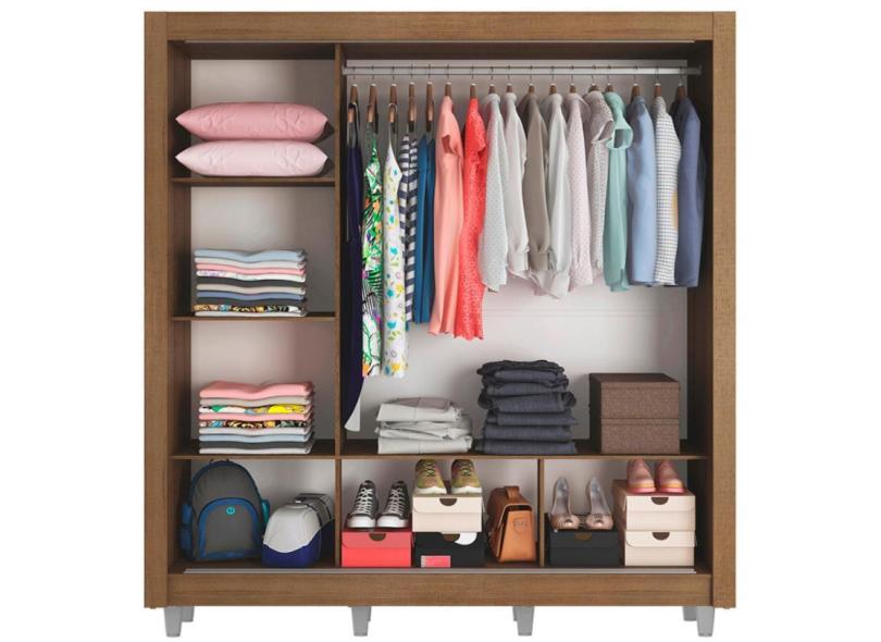 Guarda-Roupa Casal 3 Portas com Espelho Mônaco 3E com Pés Madesa