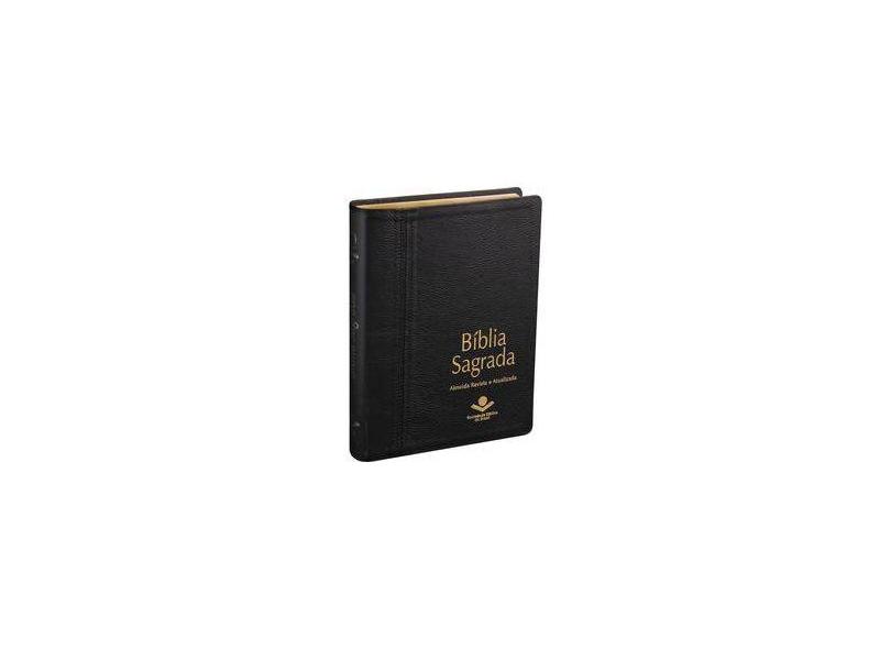 Bíblia Sagrada Índice - Preta - Couro Legítimo Luxo - Sociedade Bíblica Do Brasil - 7899938400111