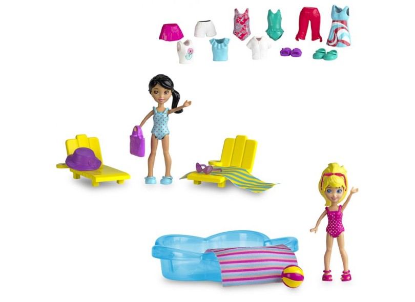 Boneca Polly Pocket Estaçoes da Poly - Diversao na Piscina Mattel