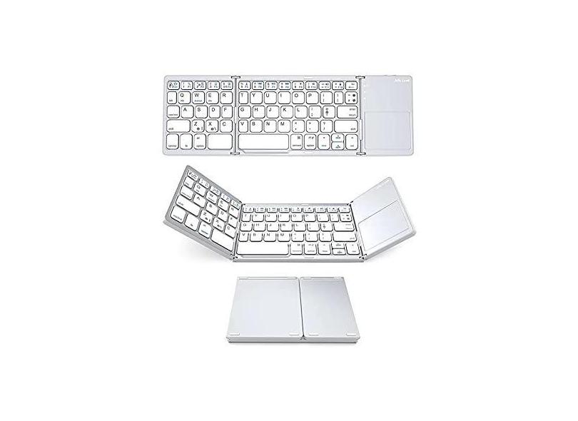 Homesen Teclado sem fio BT teclado dobrável portátil ultra fino teclado BT com touchpad para Windows/Android/iOS Cinza