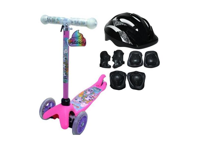Patinete Infantil 3 Rodas Ajustavel Mod:Unicornio+Proteçao - Elite