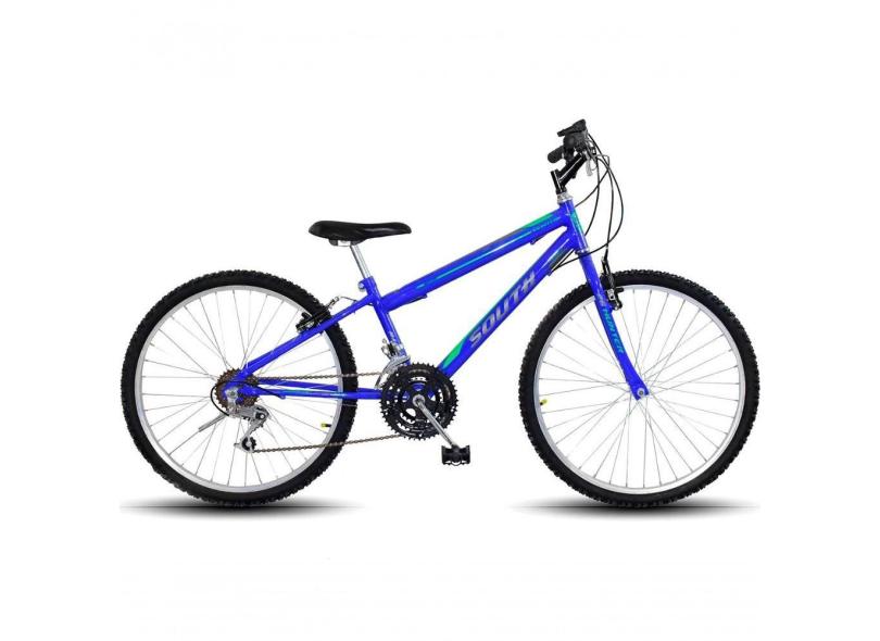 Bicicleta Aro 24 South 18 Marchas Freio V-brake - Azul Azul