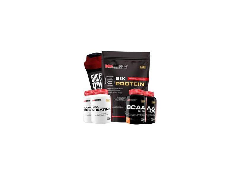 Kit Whey Protein 6 Six Protein 2kg 2x Bcaa 45 100g 2x 100 Creatine 100g Coqueteleira