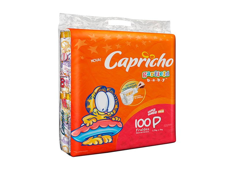 Fralda Capricho Garfield P Super Jumbo 100 Und 3,5 - 5kg