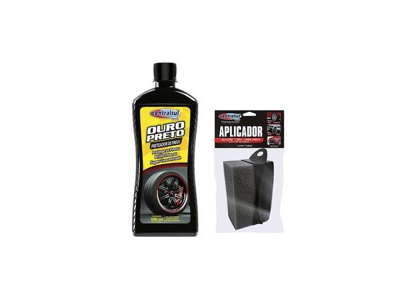 Preteador pneus ouro preto 500ml brilho intenso + aplicador - CENTRALS
