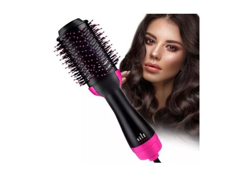 Escova Secadora Profissional Preto Rosa Alisa Modela - ATENA