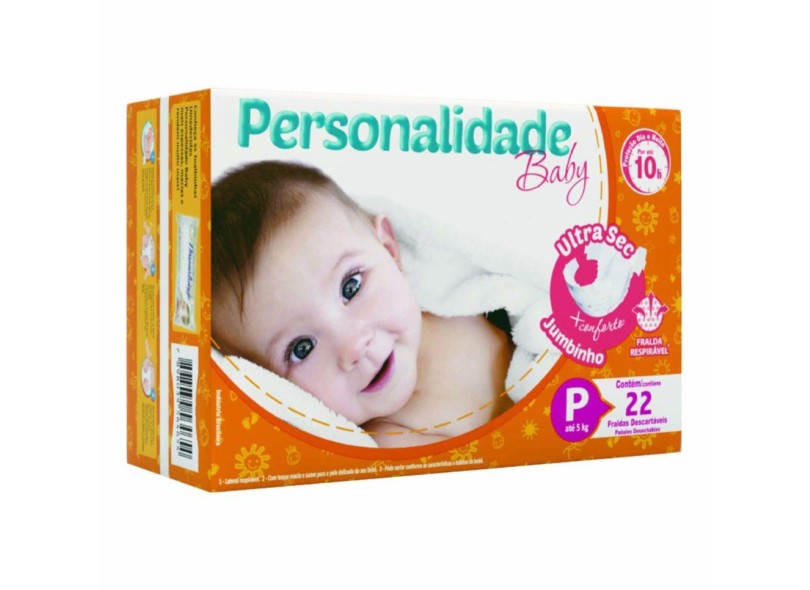 Fralda Personalidade Baby Ultra Sec P Jumbinho 22 Und Até 5kg