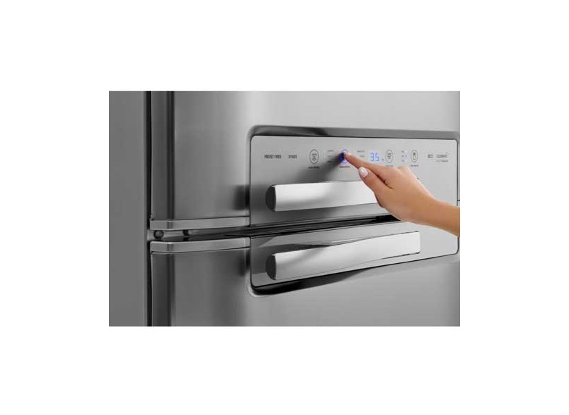 Geladeira Electrolux Celebrate Blue Touch Frost Free Duplex 408 Litros Inox DF49X