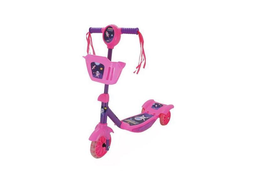 Patinete Infantil Musical Rosa 3 Rodas Luzes E Cestinha - Zippy Toys