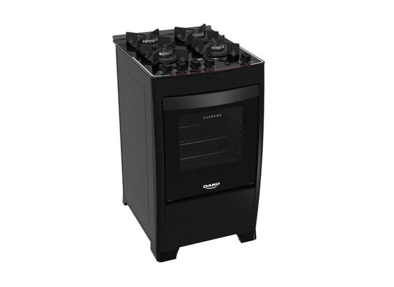 Fogão de Piso 4 Bocas com Mesa de Vidro Forno 60L Dako Supreme, Preto,