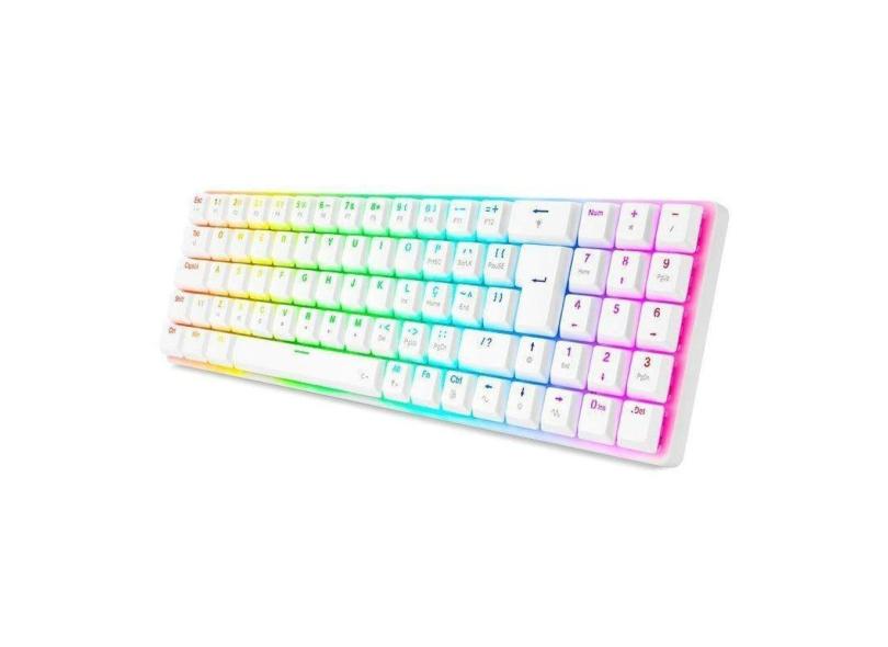 Teclado Gamer Redragon Mecanico Ashe Rgb Branco Switch Azul